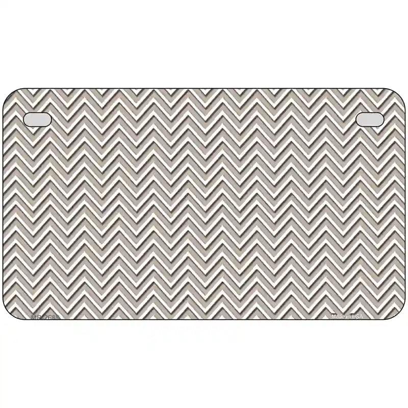 Tan White Chevron Metal Novelty License Plate 7" x 4" (MP)