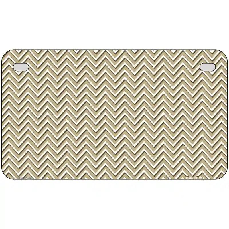 Gold White Chevron Metal Novelty License Plate 7" x 4" (MP)