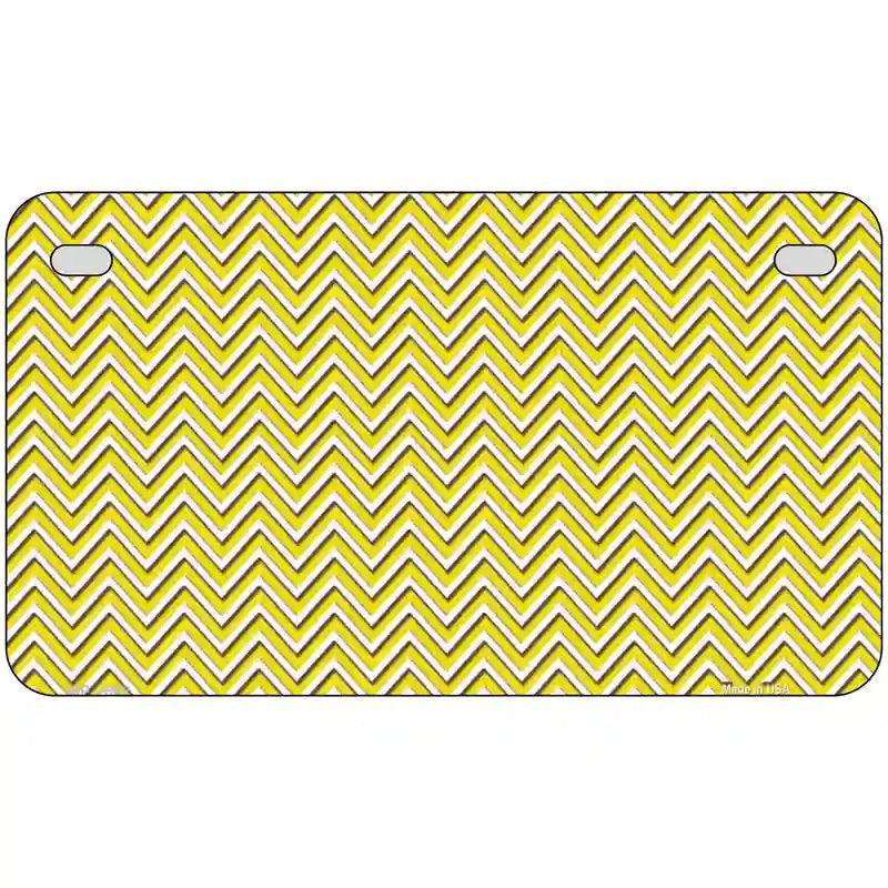 Yellow White Chevron Metal Novelty License Plate 7" x 4" (MP)