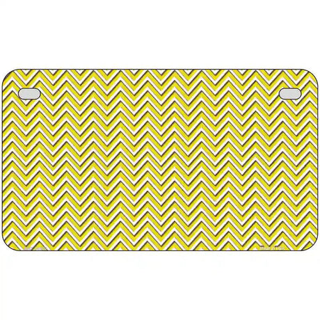 Yellow White Chevron Metal Novelty License Plate 7" x 4" (MP)