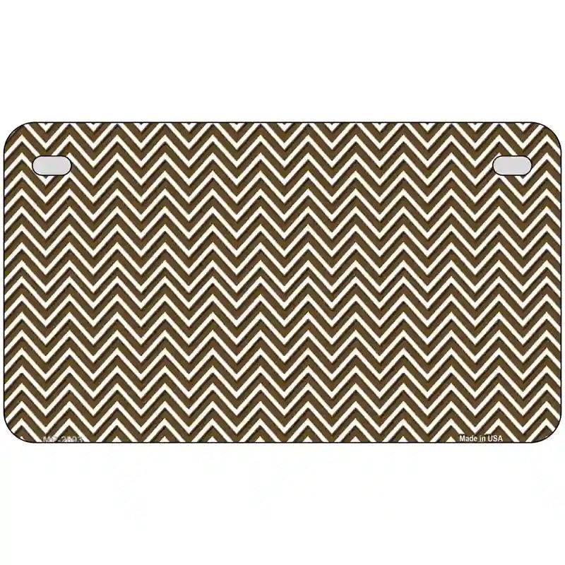 Brown White Chevron Metal Novelty License Plate 7" x 4" (MP)