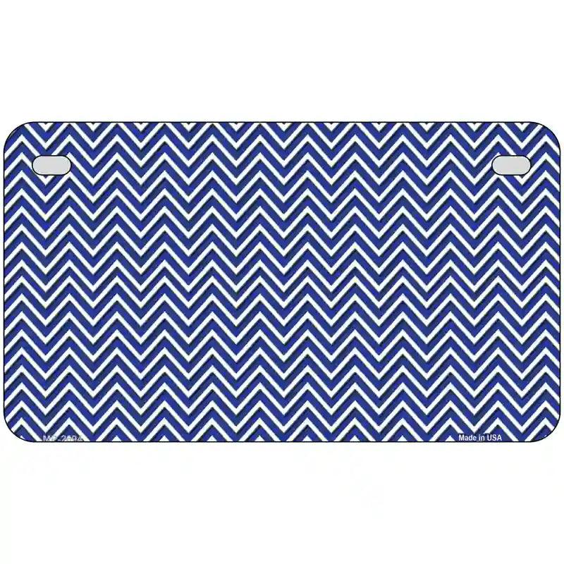 Blue White Chevron Metal Novelty License Plate 7" x 4" (MP)