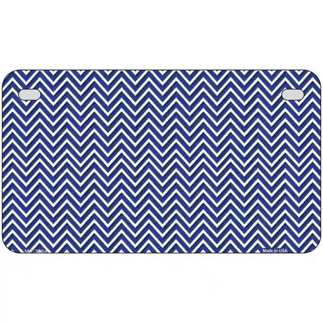 Blue White Chevron Metal Novelty License Plate 7" x 4" (MP)