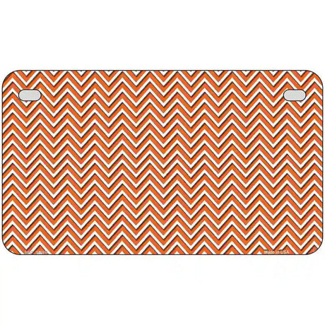 Orange White Chevron Metal Novelty License Plate 7" x 4" (MP)