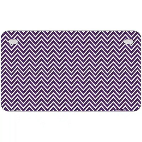 Purple White Chevron Metal Novelty License Plate 7" x 4" (MP)