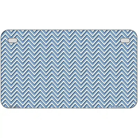 Light Blue White Chevron Metal Novelty License Plate 7" x 4" (MP)