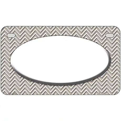 Tan White Chevon White Center Oval Metal Novelty License Plate 7" x 4" (MP)