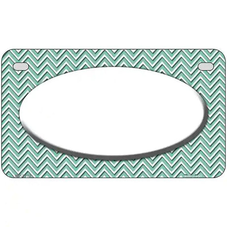 Mint White Chevon White Center Oval Metal Novelty License Plate 7" x 4" (MP)
