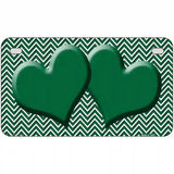 Green White Chevron Green Center Hearts Metal Novelty License Plate 7" x 4" (MP)