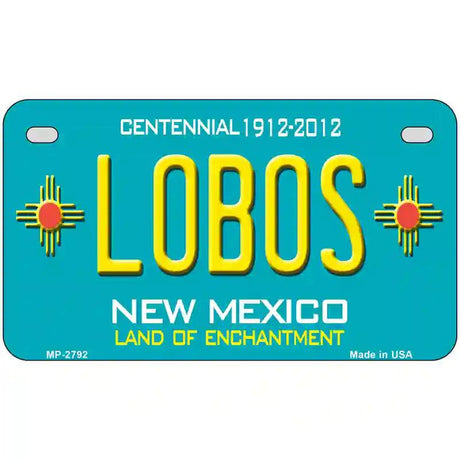 Lobos New Mexico Teal Novelty Metal License Plate 7" x 4" (MP)