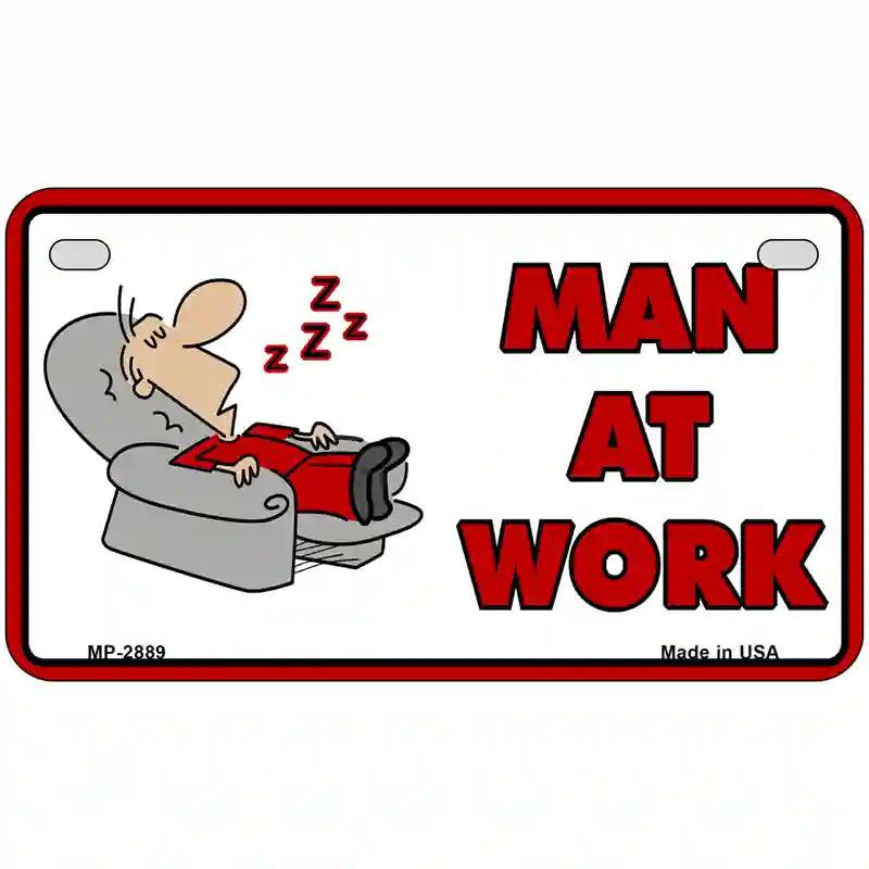 Man At Work Metal Novelty License Plate 7" x 4" (MP)