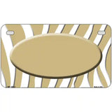 Gold White Zebra Gold Center Oval Metal Novelty License Plate 7" x 4" (MP)