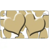 Gold White Giraffe Gold Centered Hearts Novelty License Plate 7" x 4" (MP)
