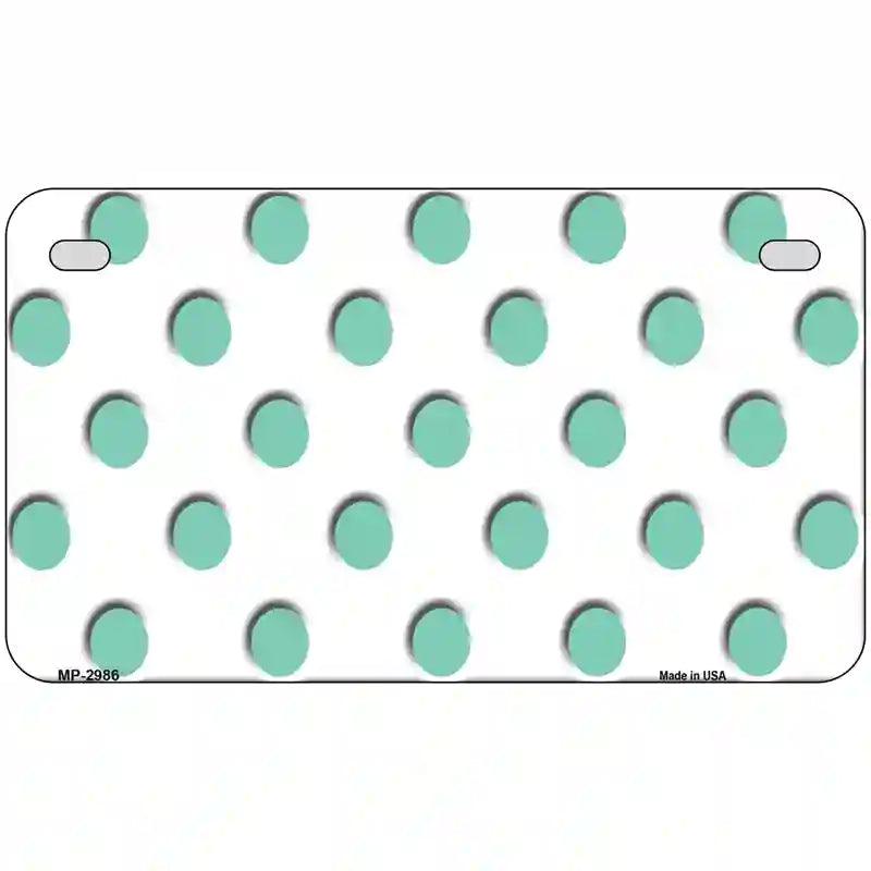 Mint White Polka Dot Metal Novelty License Plate 7" x 4" (MP)