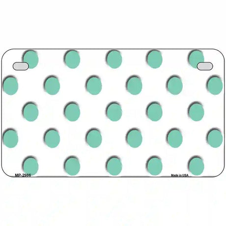 Mint White Polka Dot Metal Novelty License Plate 7" x 4" (MP)