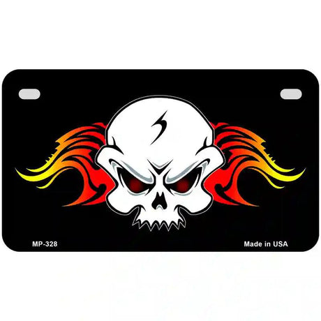 Skull Flame Metal Novelty License Plate 7" x 4" (MP)