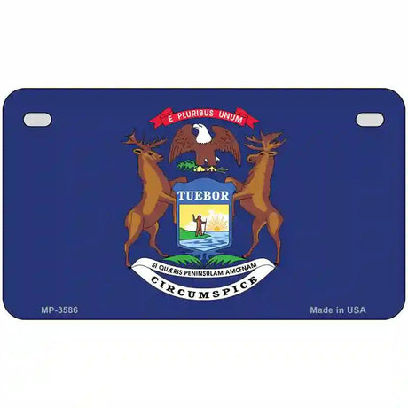 Michigan State Flag Metal Novelty License Plate 7" x 4" (MP)