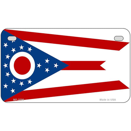 Ohio State Flag Metal Novelty License Plate 7" x 4" Motorcycle (MP)