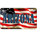 Arizona on American Flag Metal Novelty License Plate 7" x 4" (MP)