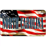 North Carolina on American Flag Metal Novelty License Plate 7" x 4" (MP)