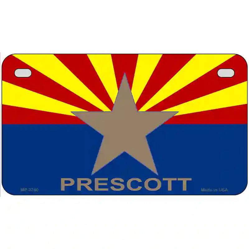 Prescott Arizona State Flag Metal Novelty License Plate 7" x 4" (MP)