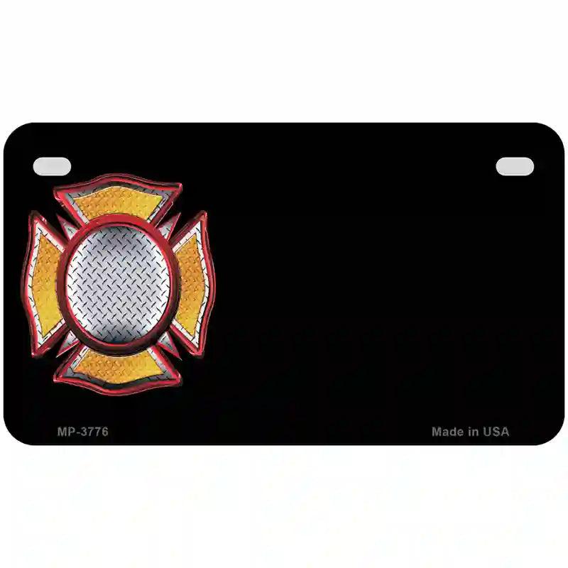 Fire Maltese Cross Offset Metal Novelty License Plate 7" x 4" (MP)