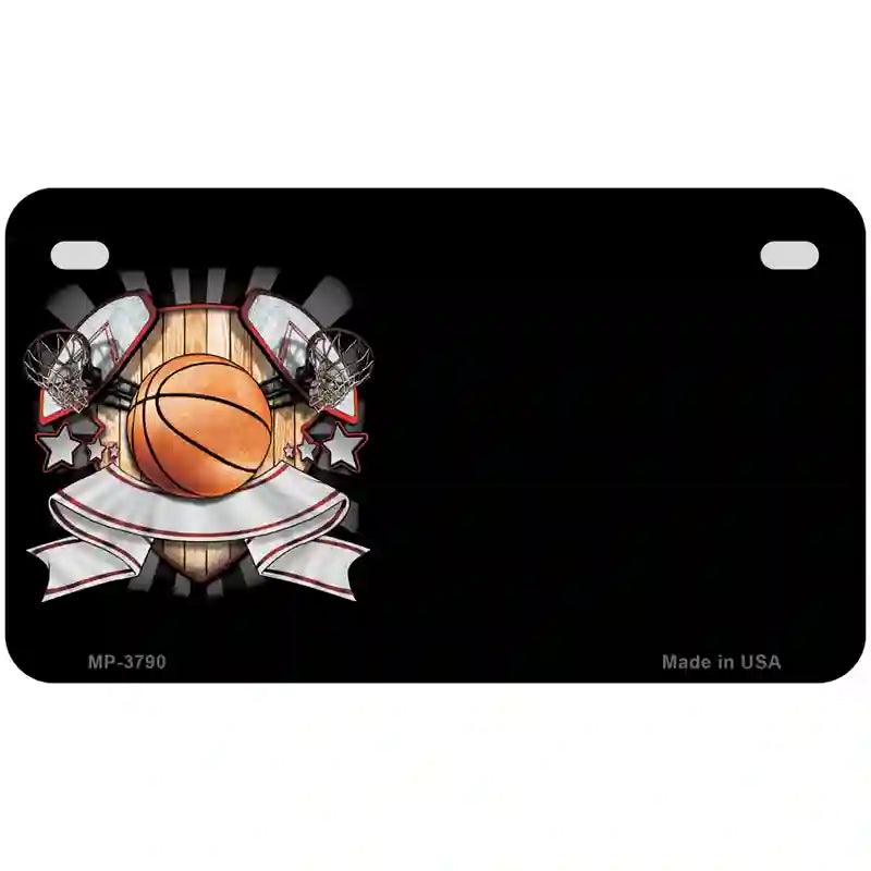 Basketball Banner Offset Metal Novelty License Plate 7" x 4" (MP)
