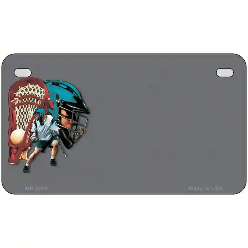Lacrosse Offset Metal Novelty License Plate 7" x 4" (MP)