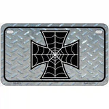 Maltese Cross Spider Web Metal Novelty License Plate 7" x 4" (MP)