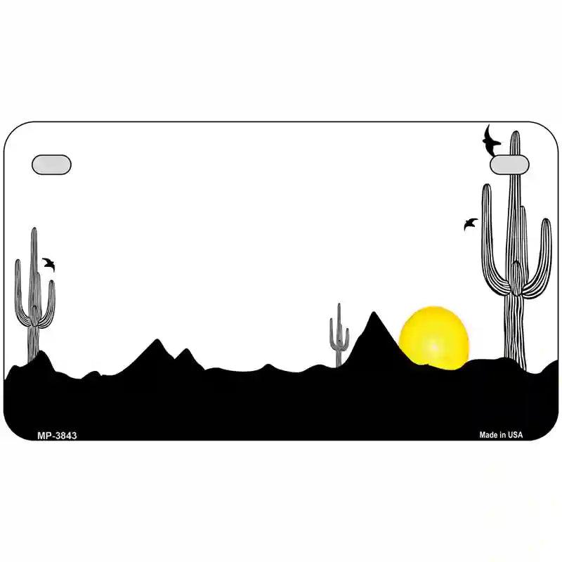 Southwest Cactus Sunrise White Metal Novelty License Plate 7" x 4" (MP)
