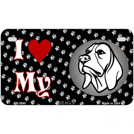 I Love My Beagle Dog Metal Novelty License Plate 7" x 4" (MP)