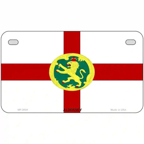 Alderney Flag Metal Novelty License Plate 7" x 4" (MP)