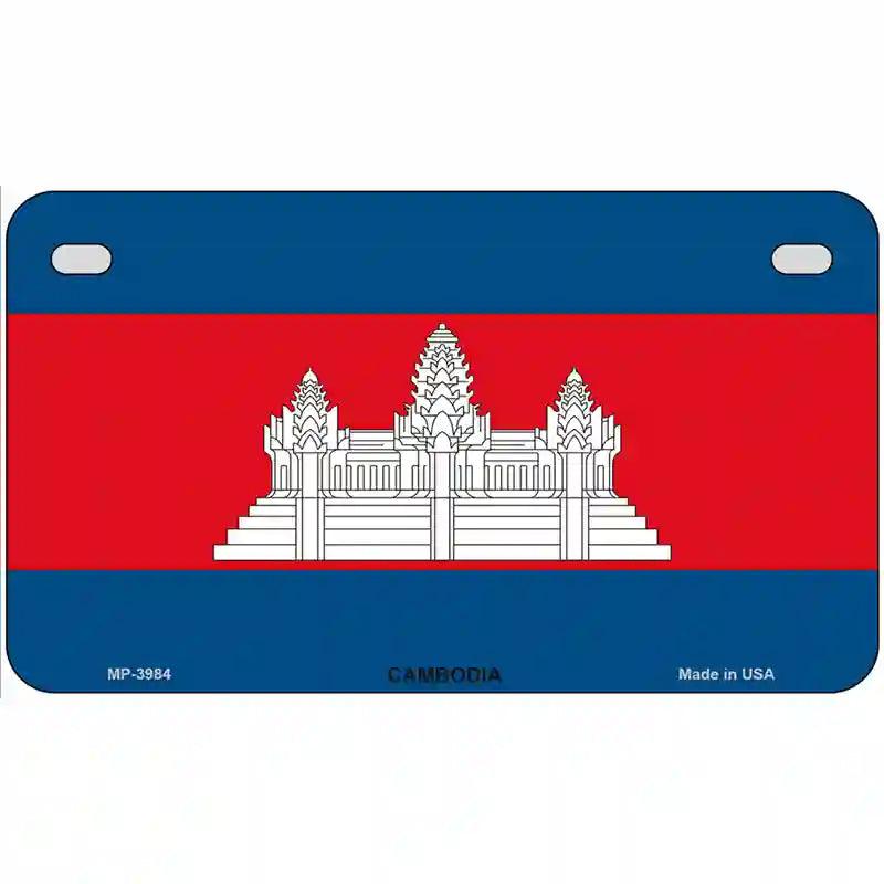 Cambodia Flag Metal Novelty License Plate 7" x 4" (MP)