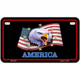 Waving Flag Bald Eagle Black Metal Novelty License Plate 7" x 4" (MP)