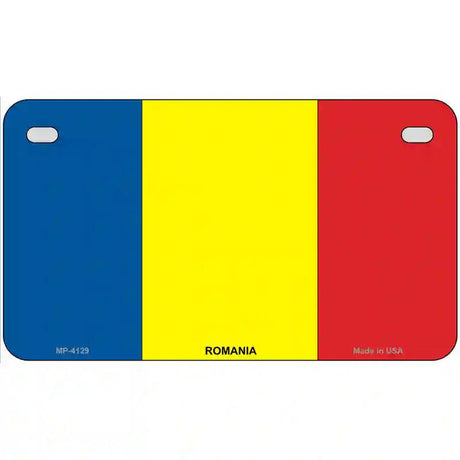 Romania Flag Metal Novelty License Plate 7" x 4" (MP)