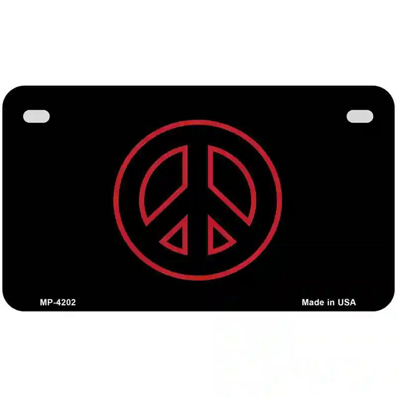 Red Peace Sign Metal Novelty License Plate 7" x 4" (MP)