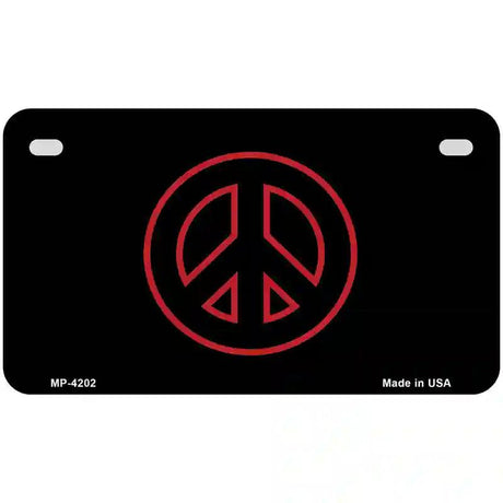 Red Peace Sign Metal Novelty License Plate 7" x 4" (MP)