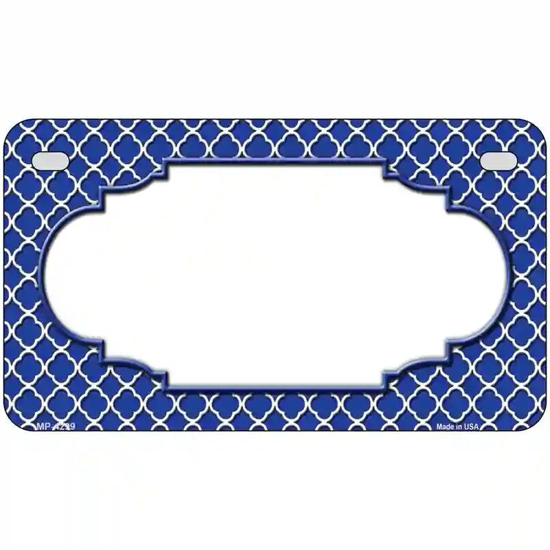 Blue White Quatrefoil Center Scallop Metal Novelty License Plate 7" x 4" (MP)