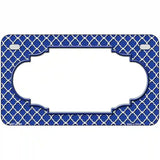 Blue White Quatrefoil Center Scallop Metal Novelty License Plate 7" x 4" (MP)