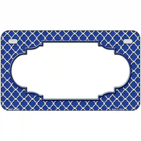 Blue White Quatrefoil Center Scallop Metal Novelty License Plate 7" x 4" (MP)