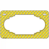 Yellow White Quatrefoil Center Scallop Metal Novelty License Plate 7" x 4" (MP)