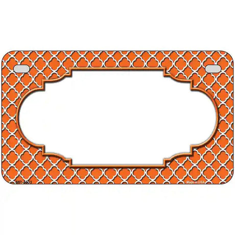 Orange White Quatrefoil Center Scallop Metal Novelty License Plate 7" x 4" (MP)
