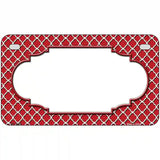 Red White Quatrefoil Center Scallop Metal Novelty License Plate 7" x 4" (MP)