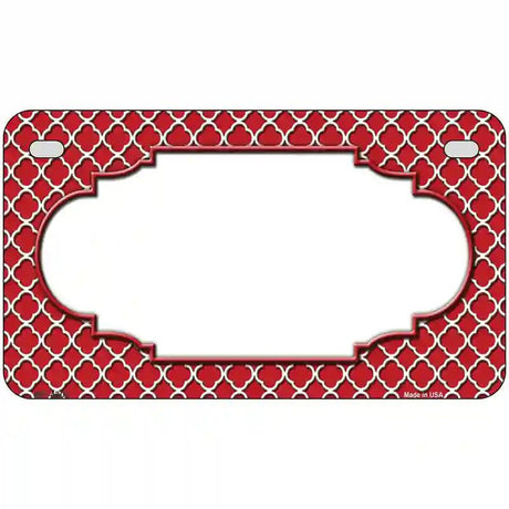Red White Quatrefoil Center Scallop Metal Novelty License Plate 7" x 4" (MP)