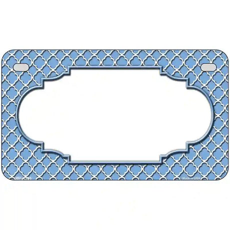 Light Blue White Quatrefoil Center Scallop Metal Novelty License Plate 7" x 4" (MP)