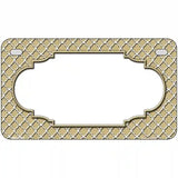 Gold White Quatrefoil Center Scallop Metal Novelty License Plate 7" x 4" (MP)