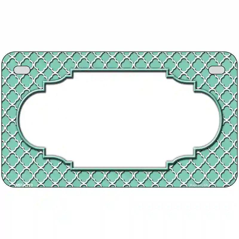 Mint White Quatrefoil Center Scallop Metal Novelty License Plate 7" x 4" (MP)