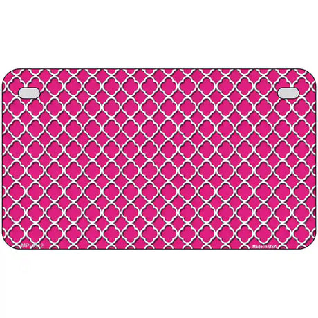 Pink White Quatrefoil Metal Novelty License Plate 7" x 4" (MP)