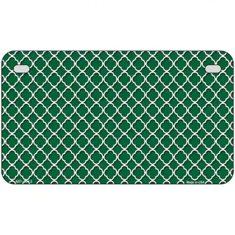 Green White Quatrefoil Metal Novelty License Plate 7" x 4" (MP)