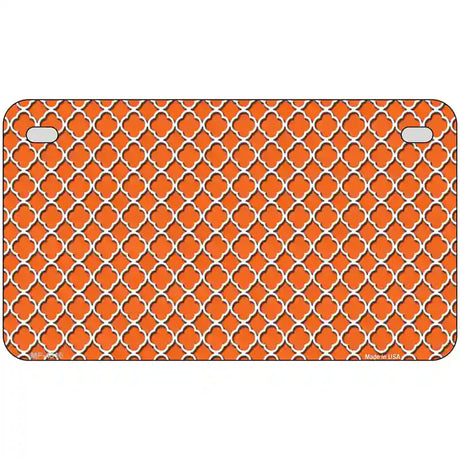 Orange White Quatrefoil Metal Novelty License Plate 7" x 4" (MP)